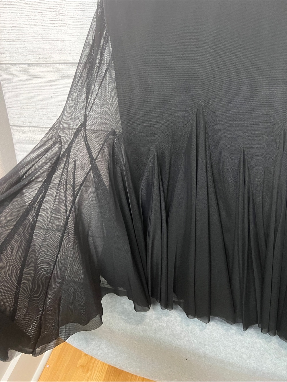 Cache Black Mesh Godet Midi Dress 8 Satin Y2K Evening Cocktail Vintage Feminine - Picture 10 of 10
